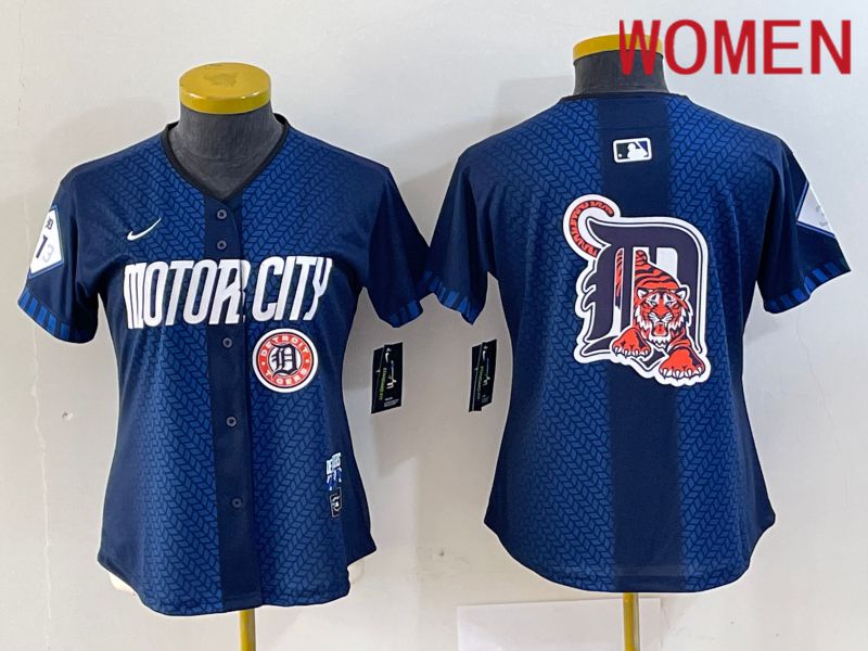 Women Detroit Tigers Blank Blue City Edition Nike 2024 MLB Jersey style 6